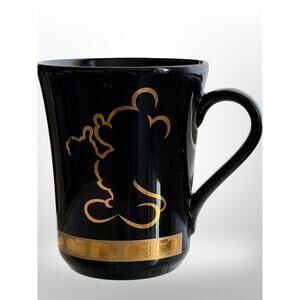 Tokyo Disneyland Mickey Mouse Black Gold Mug Made in Japan Disney